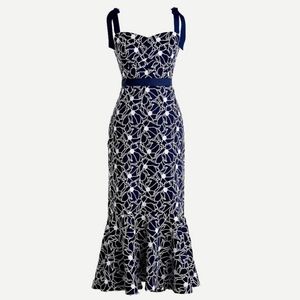 J Crew Eyelet Midi Dress With Flounce Hem Sz 14